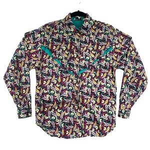VTG Mine Bills Outfitters Western Shirt Women M 90s Cowgirl Paisley Floral Wild